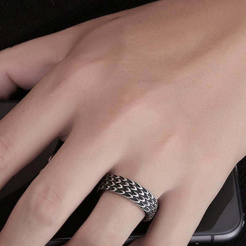 STAINLESS STEEL RING VINTAGE DRAGON SCALE STAINLESS STEEL RING