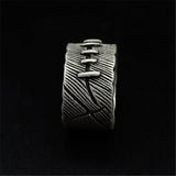 STAINLESS STEEL RING VINTAGE MEN'S PATCHWORK PATCH RING