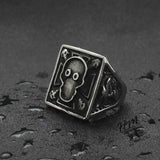 STAINLESS STEEL RING VINTAGE SKULL FACE SQUARE STAINLESS STEEL RING