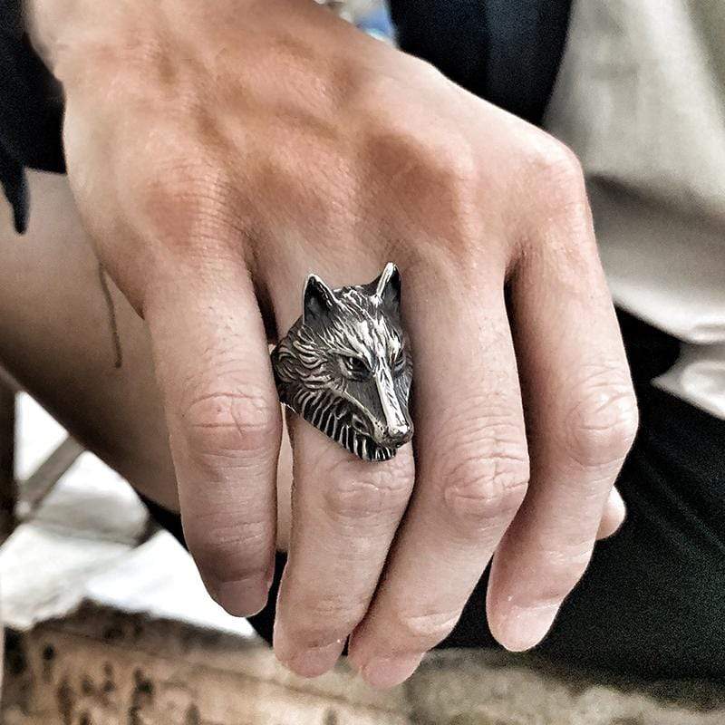 STAINLESS STEEL VIKING NORDIC GIANT WOLF RING
