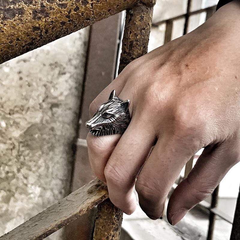 STAINLESS STEEL VIKING NORDIC GIANT WOLF RING